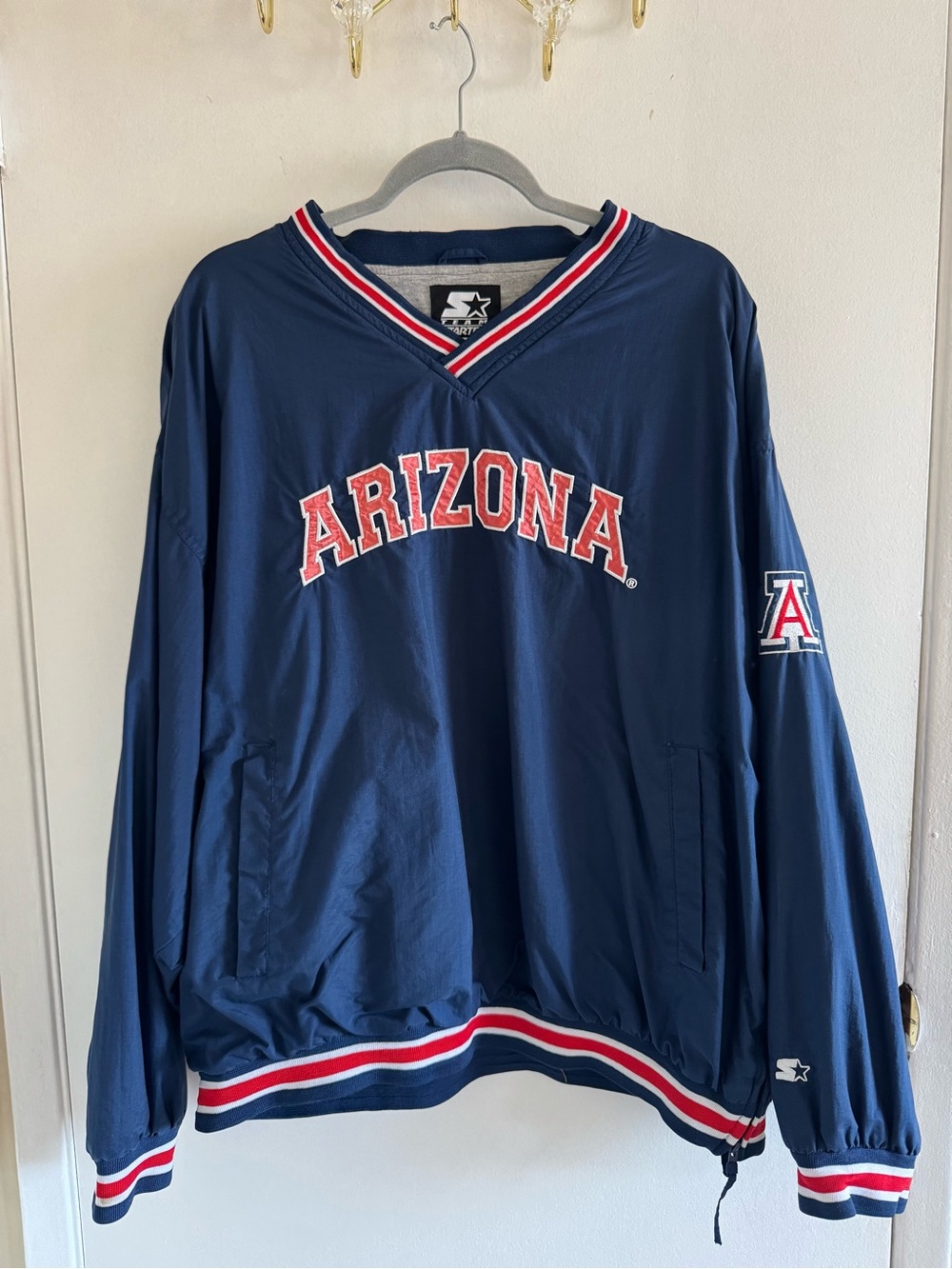 STARTER Navy Arizona Pullover Hoodie with Red & White Trim